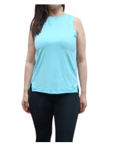 Musculosa Aptitud Mujer Calado Laser Cationico Celeste